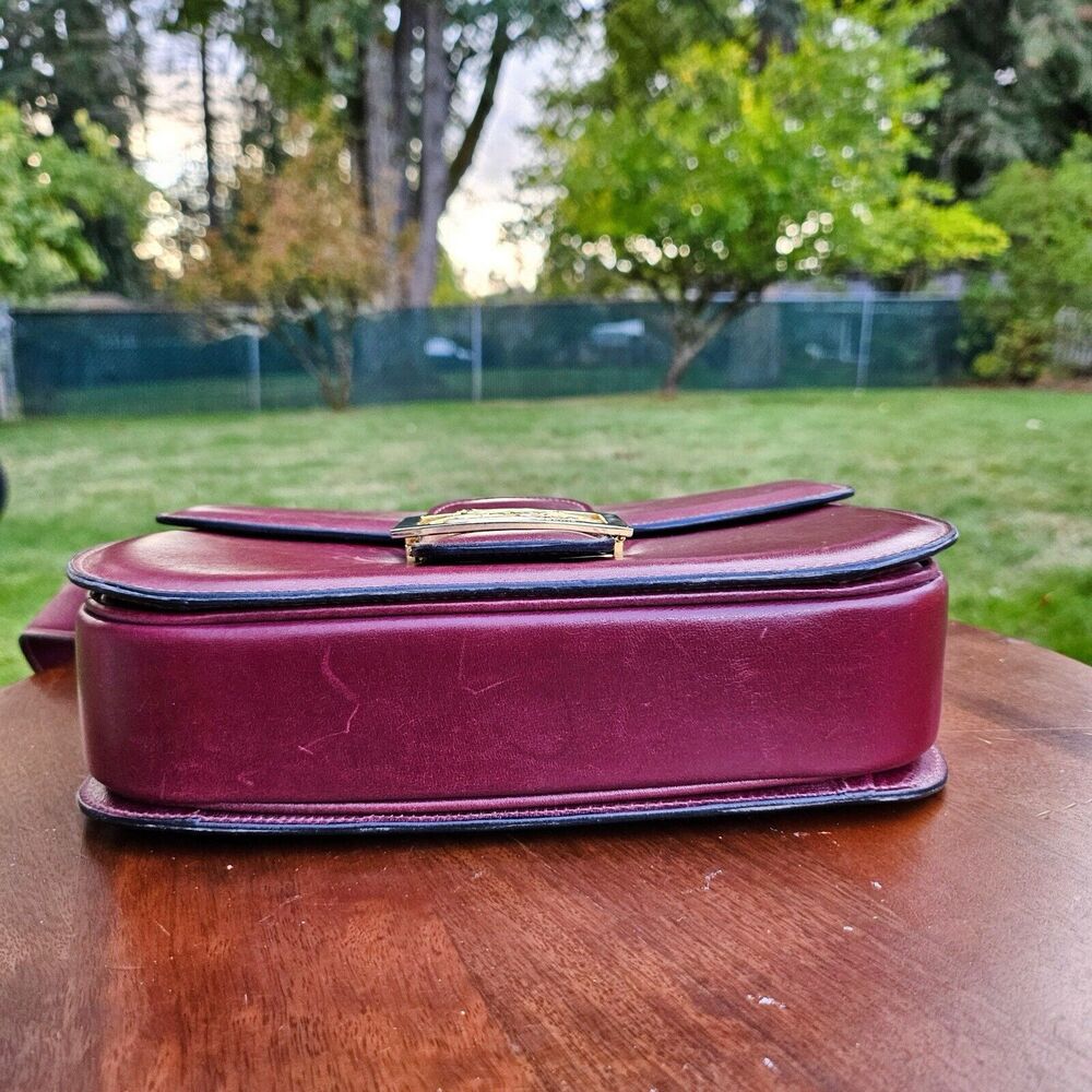 Vintage CELINE Horse Carriage Burgundy Italy Leather Shoulder Bag w Wallet - Picture 9 of 16